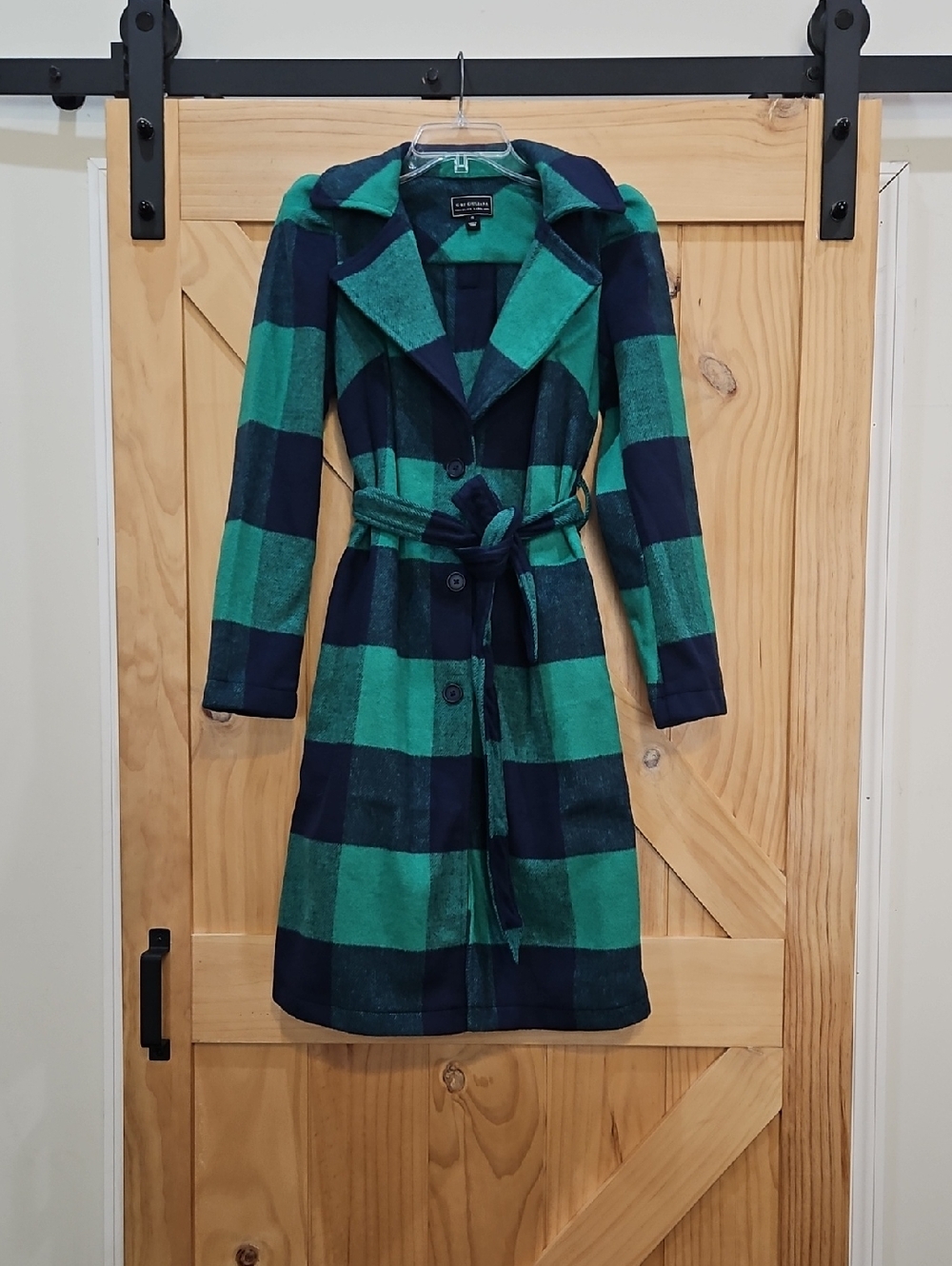 NWOT | G By Giuliana Black Label Plaid Belted Women's Wool Blend Coat | XS